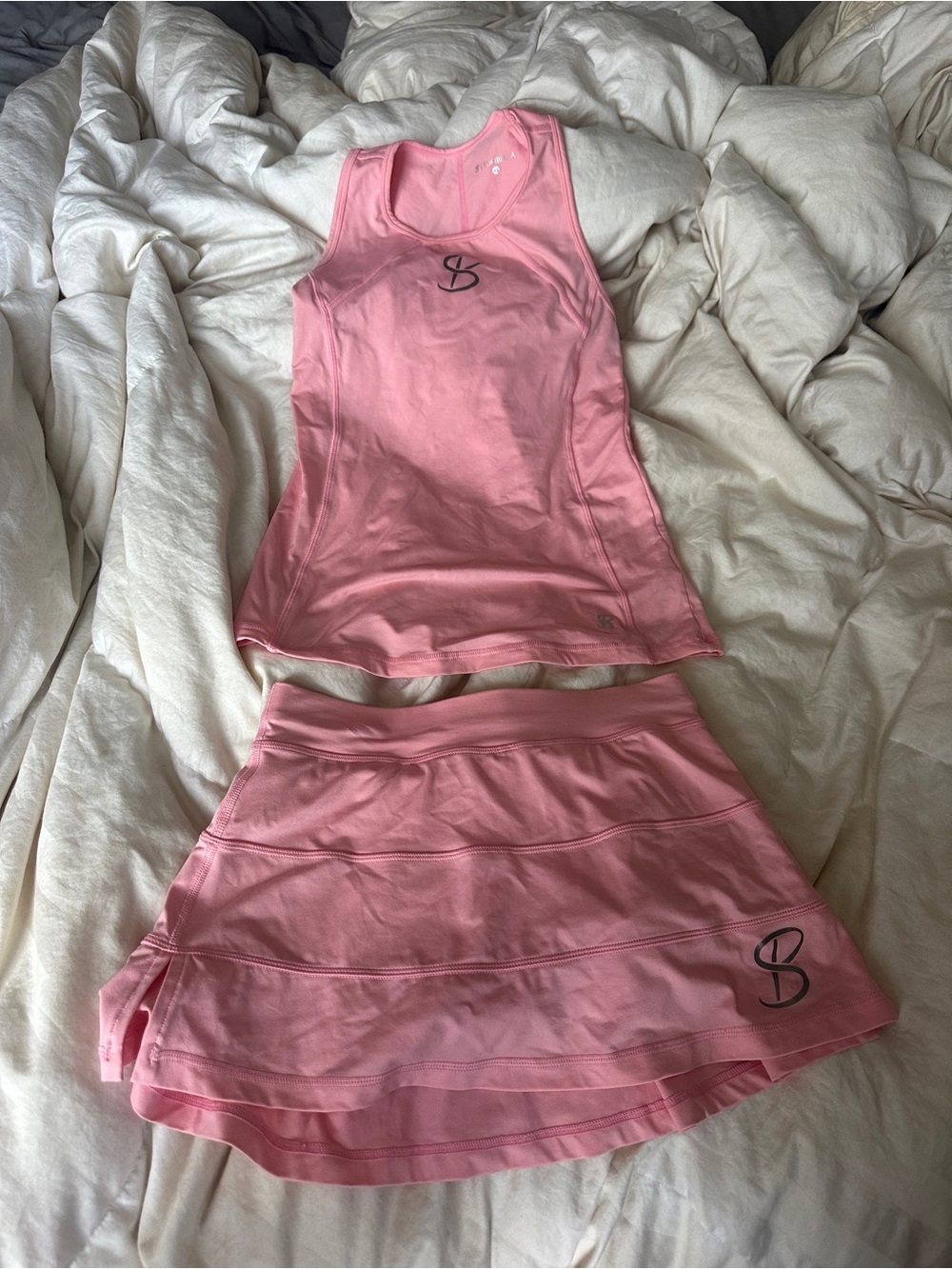Sofibella Pink Athletic Tank & Skort Set with Logo